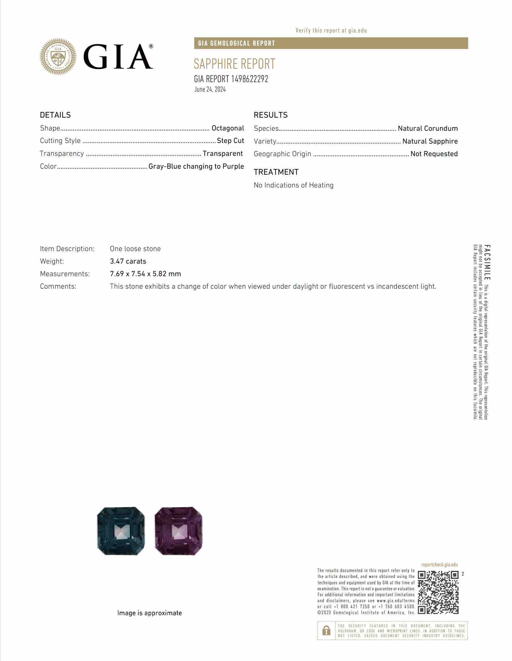 3.47 Ct. Color Change Sapphire from Tanzania