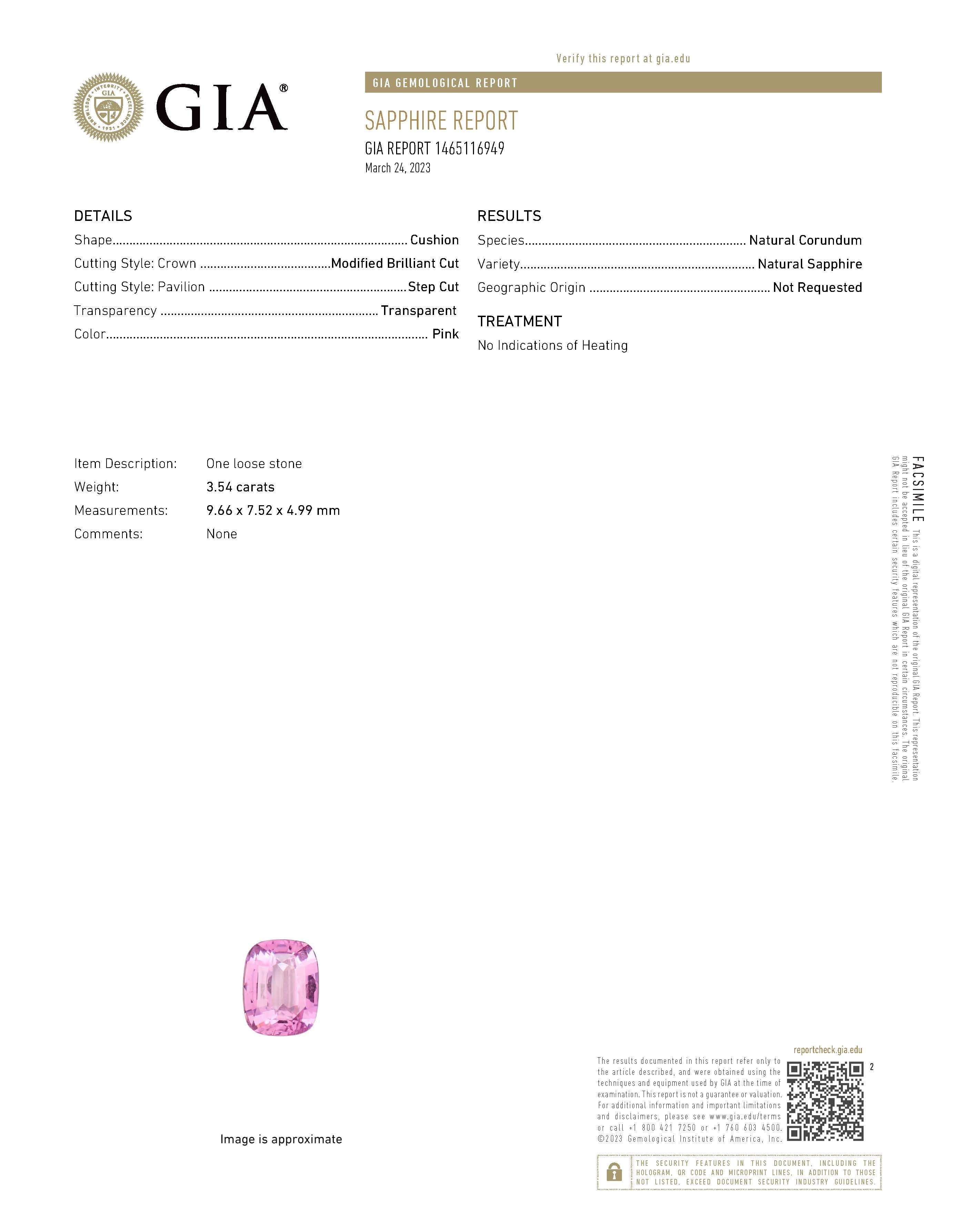 3.54 Ct. Purplish Pink Sapphire from Ceylon (Sri Lanka)