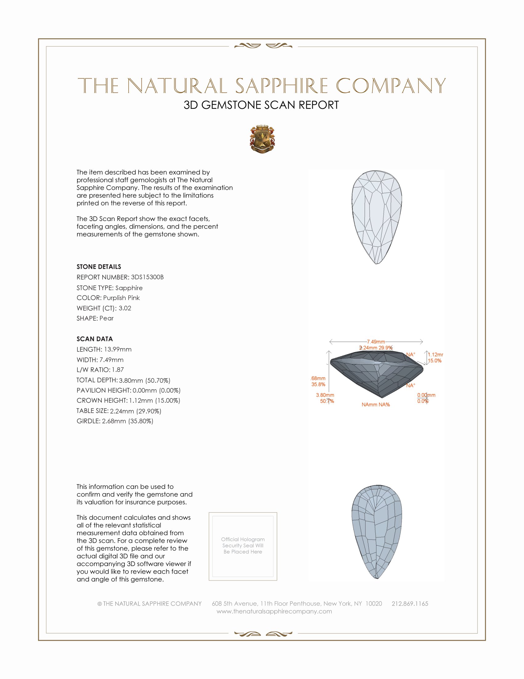 3.02 Ct. Purplish Pink Sapphire from Ceylon (Sri Lanka)