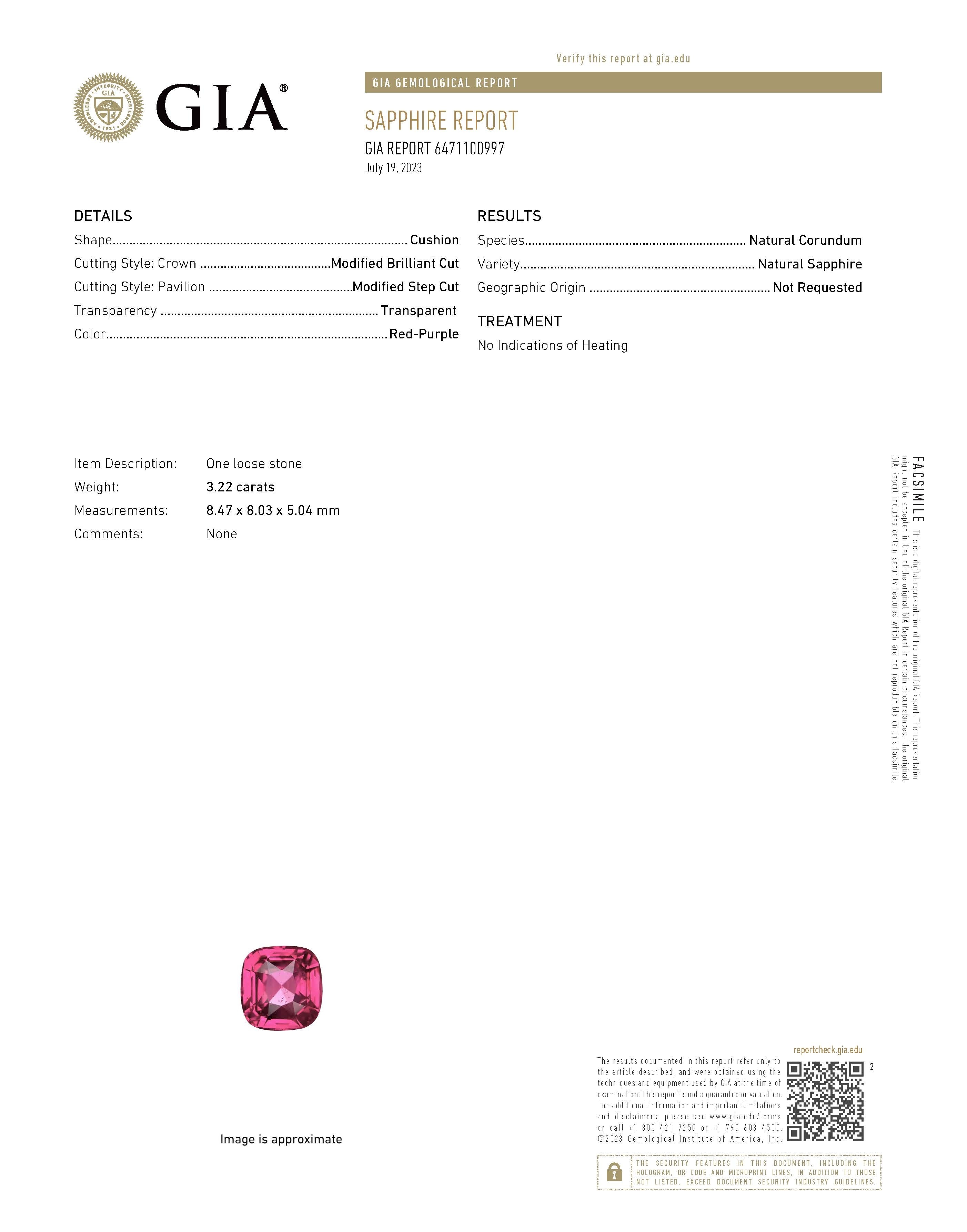 3.22 Ct. Reddish Pink Sapphire from Ceylon (Sri Lanka)