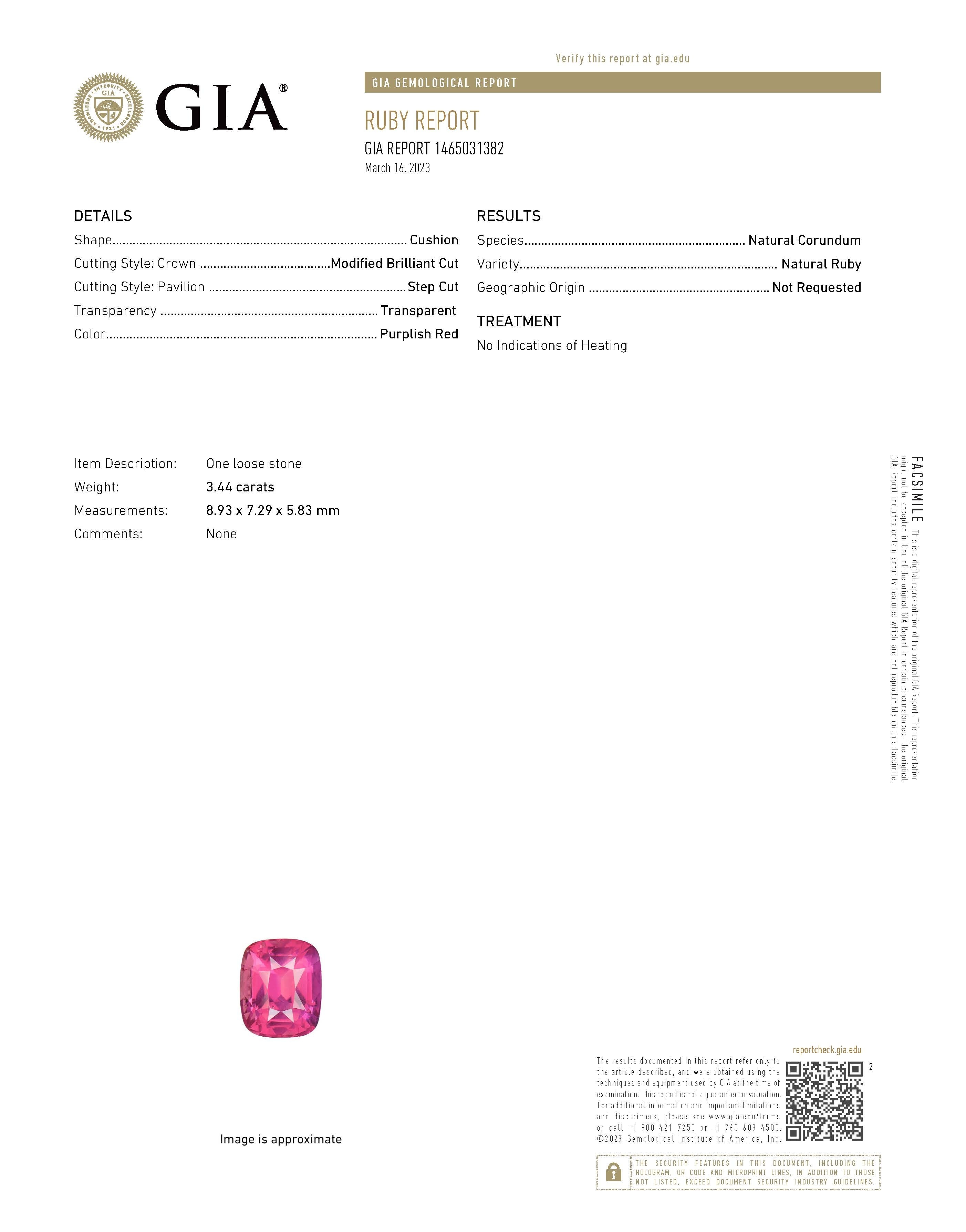 3.44 Ct. Reddish Pink Sapphire from Ceylon (Sri Lanka)