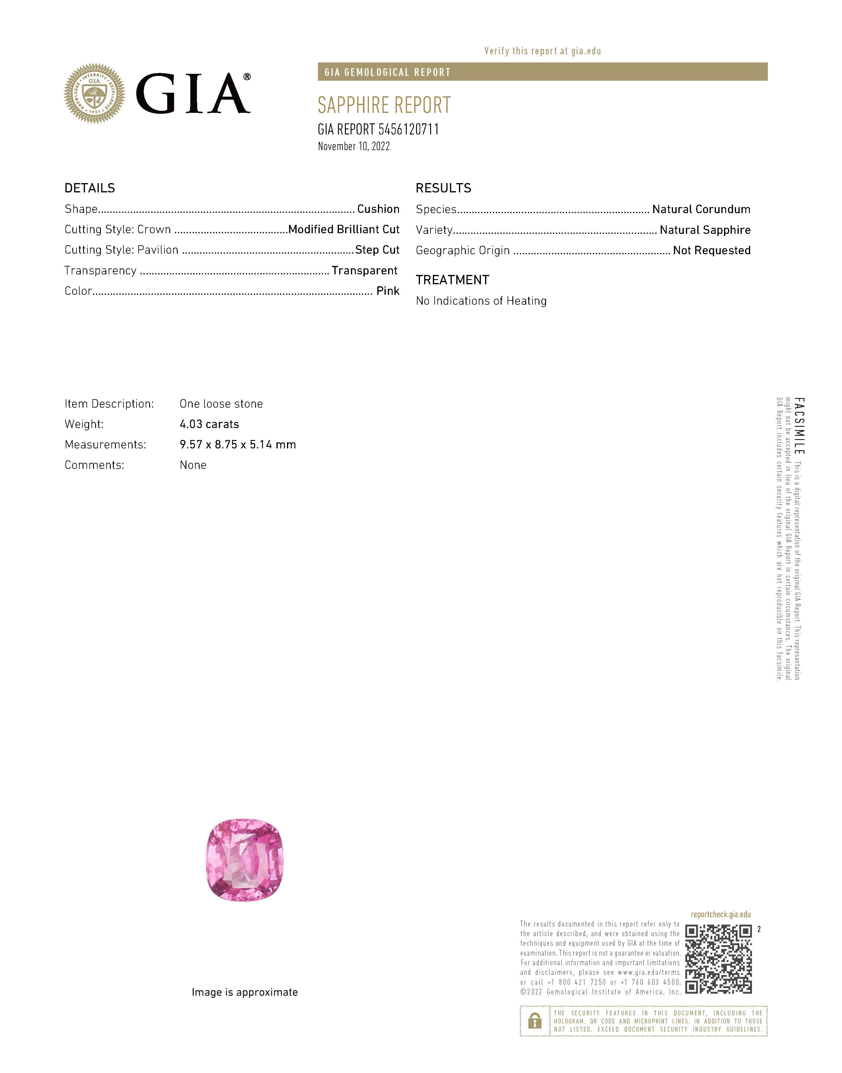 4.03 Ct. Purplish Pink Sapphire from Ceylon (Sri Lanka)