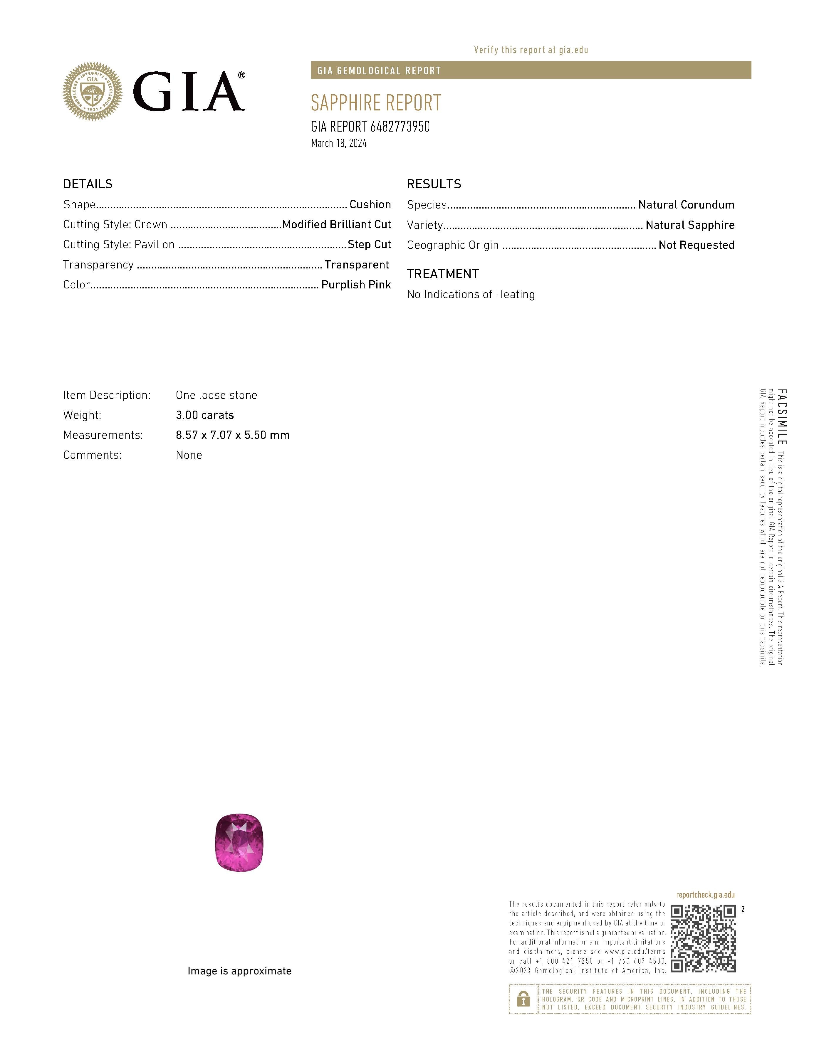 3.00 Ct. Pinkish Purple Sapphire from Ceylon (Sri Lanka)