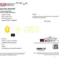 32.90 Ct. Yellow Sapphire from Ceylon (Sri Lanka) Scan Report