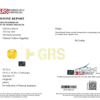 43.32 Ct. Yellow Sapphire from Ceylon (Sri Lanka) Scan Report