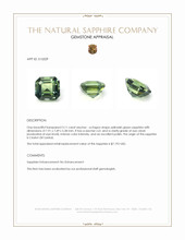 3.11 Ct. Yellowish Green Sapphire from Ceylon (Sri Lanka) Appraisal