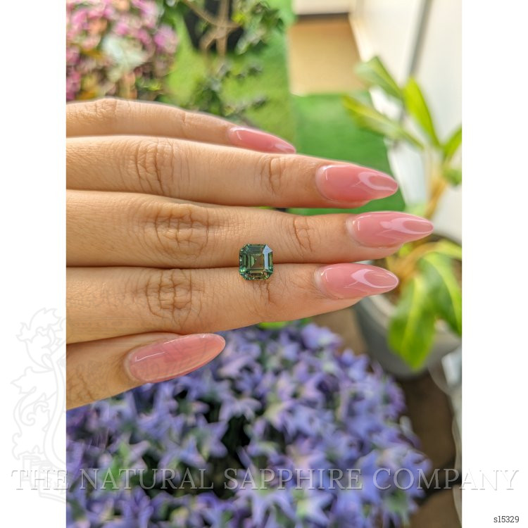 3.11 Ct. Bluish Green Sapphire from Ceylon (Sri Lanka)