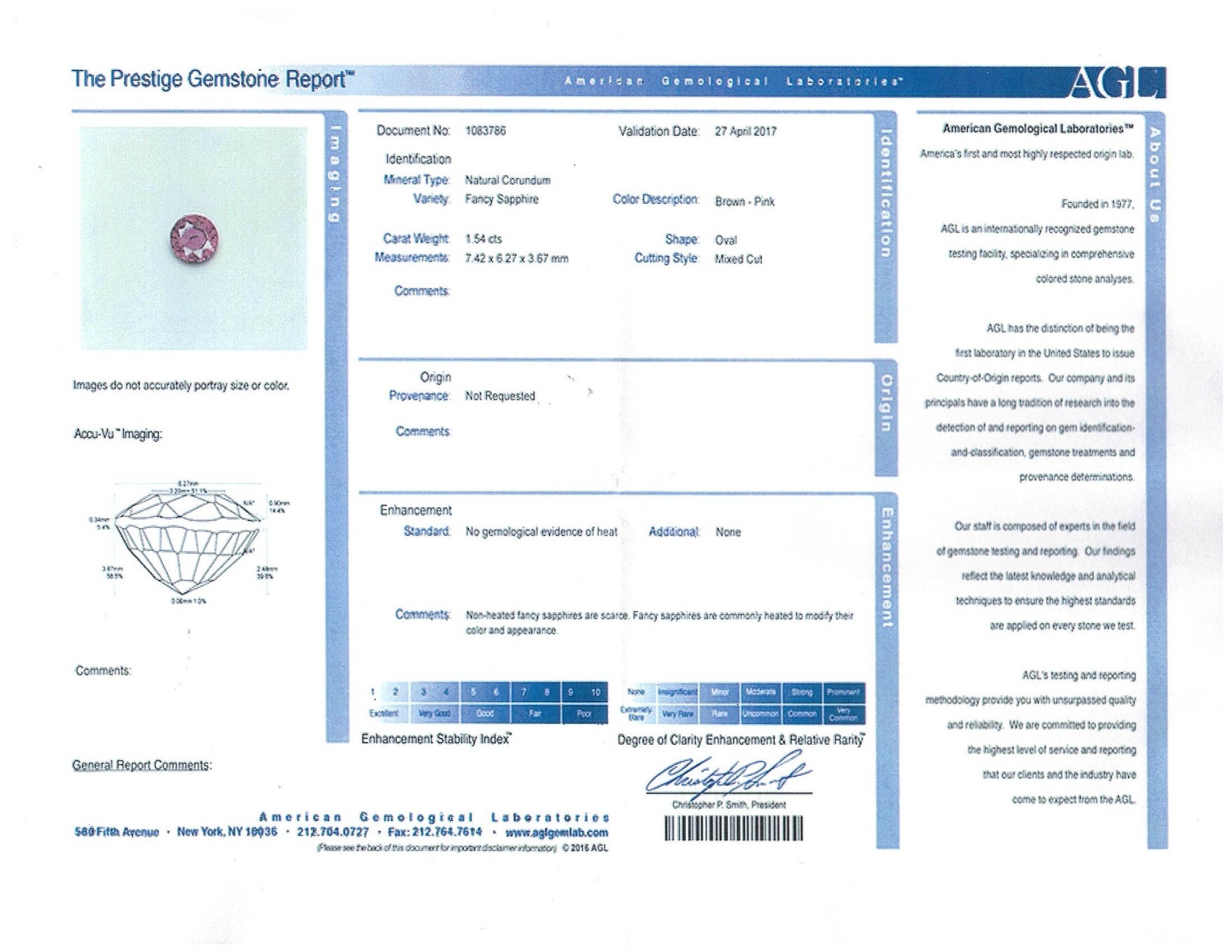 1.54 Ct. Pinkish Brown Sapphire from Ceylon (Sri Lanka)