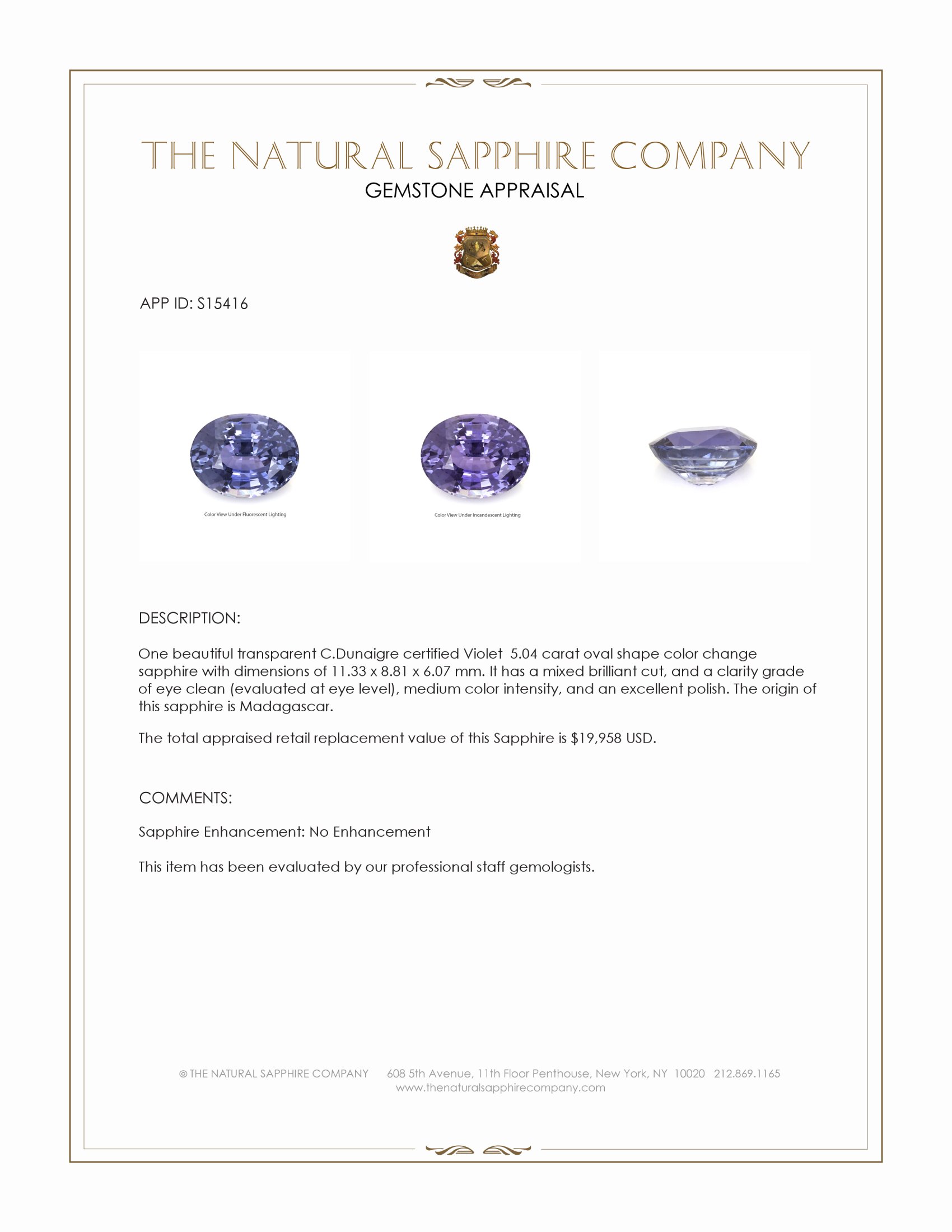 5.04 Ct. Color Change Sapphire from Madagascar