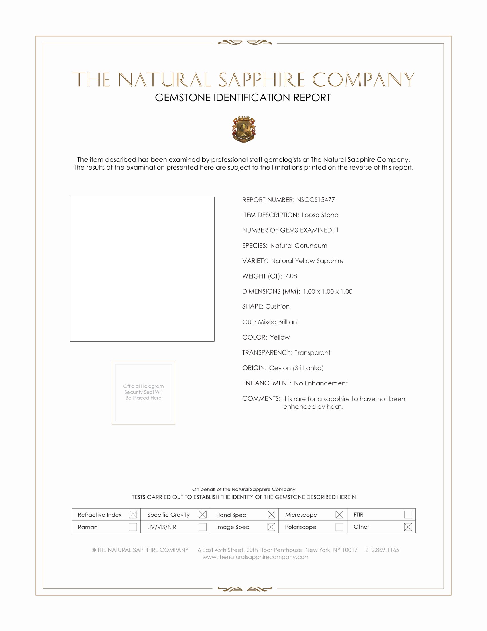 7.08 Ct. Yellow Sapphire from Ceylon (Sri Lanka)