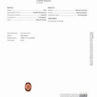 3.02 Ct. Reddish Orange Sapphire from Ceylon (Sri Lanka) Scan Report