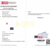 1.76 Ct. Padparadscha Sapphire from Madagascar Scan Report