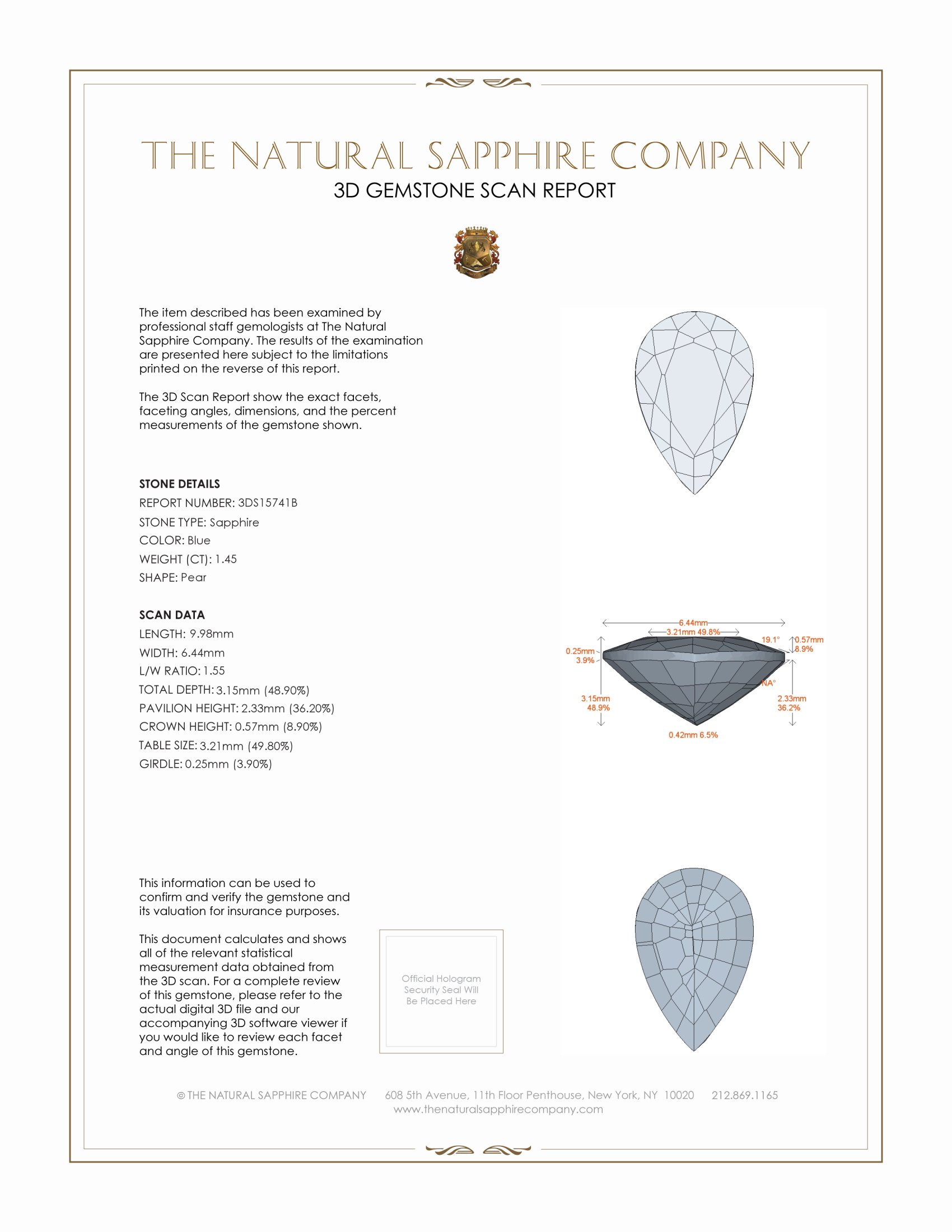 1.45 Ct. Blue Sapphire from Ceylon (Sri Lanka)