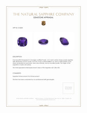 3.23 Ct. Purple Sapphire from Ceylon (Sri Lanka) Appraisal