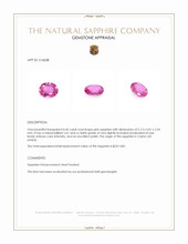 0.45 Ct. Pink Sapphire from Ceylon (Sri Lanka) Appraisal