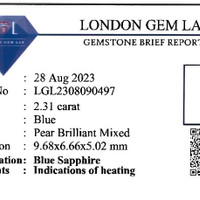 2.31 Ct. Blue Sapphire from Ceylon (Sri Lanka) Scan Report