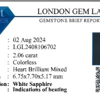 2.06 Ct. White Sapphire from Ceylon (Sri Lanka) Scan Report