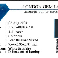 1.41 Ct. White Sapphire from Ceylon (Sri Lanka) Scan Report