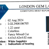 1.26 Ct. White Sapphire from Ceylon (Sri Lanka) Scan Report