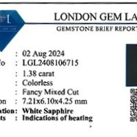 1.38 Ct. White Sapphire from Ceylon (Sri Lanka) Scan Report