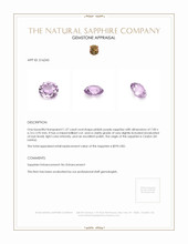 1.37 Ct. Pinkish Purple Sapphire from Ceylon (Sri Lanka) Appraisal