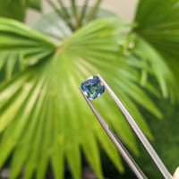 2.18 Ct. Greenish Blue Sapphire from Madagascar Life Style