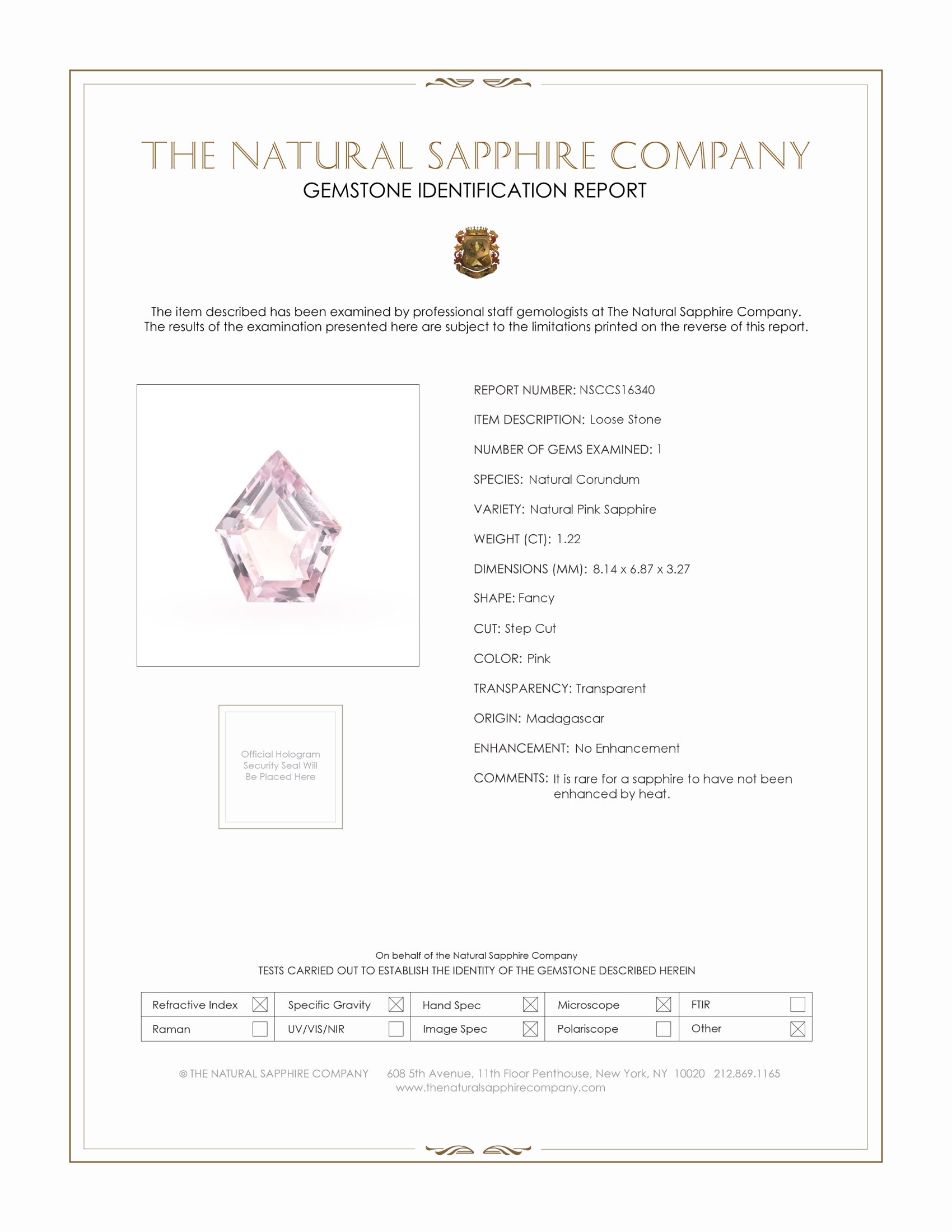 1.22 Ct. Pink Sapphire from Madagascar