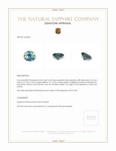 0.68 Ct. Greenish Blue Sapphire from Ceylon (Sri Lanka) Appraisal