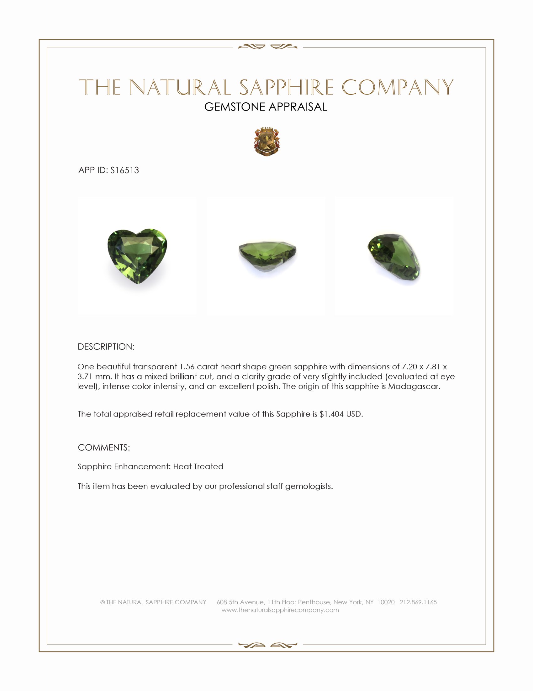 1.56 Ct. Green Sapphire from Madagascar