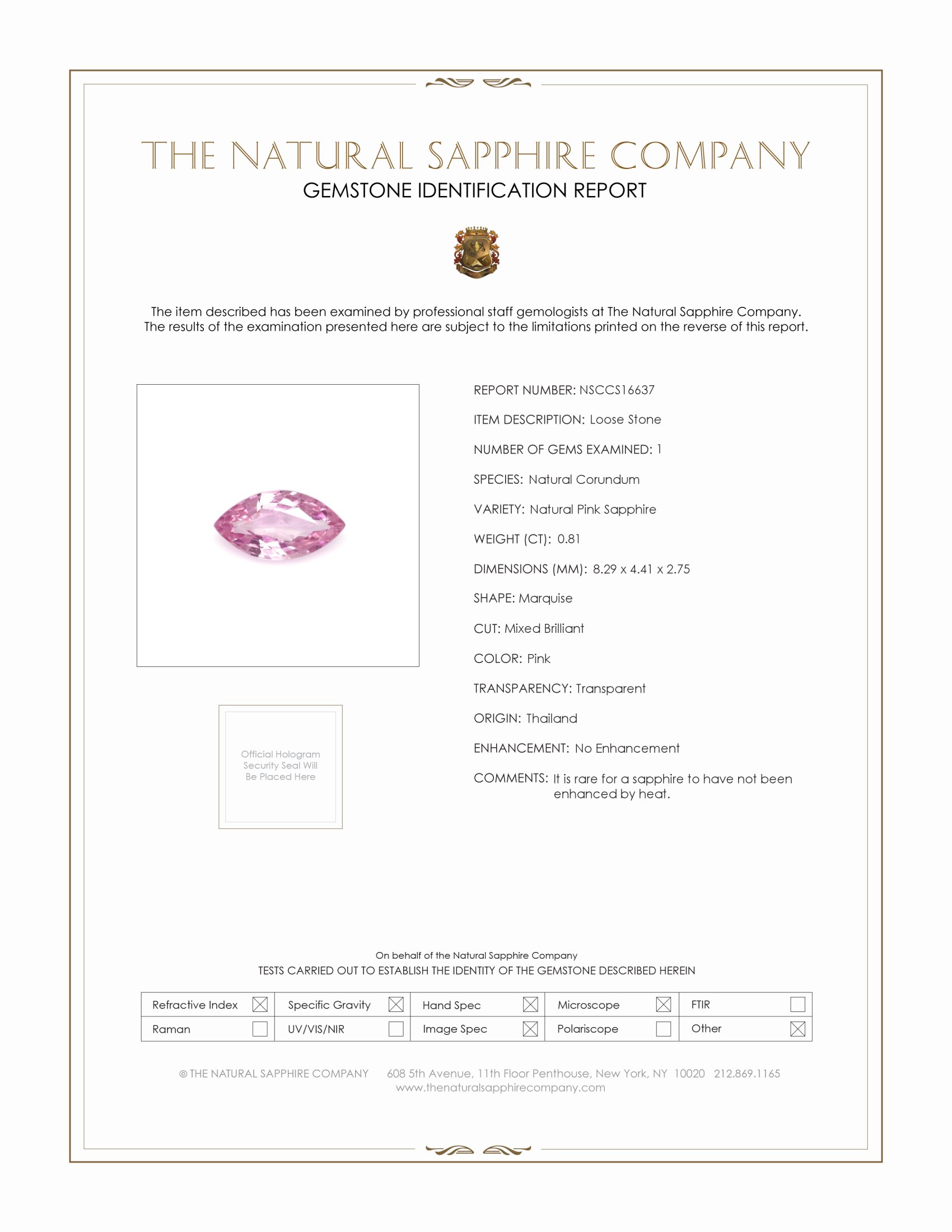 0.81 Ct. Pink Sapphire from Ceylon (Sri Lanka)