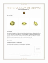 0.95 Ct. Greenish Yellow Sapphire from Ceylon (Sri Lanka) Appraisal
