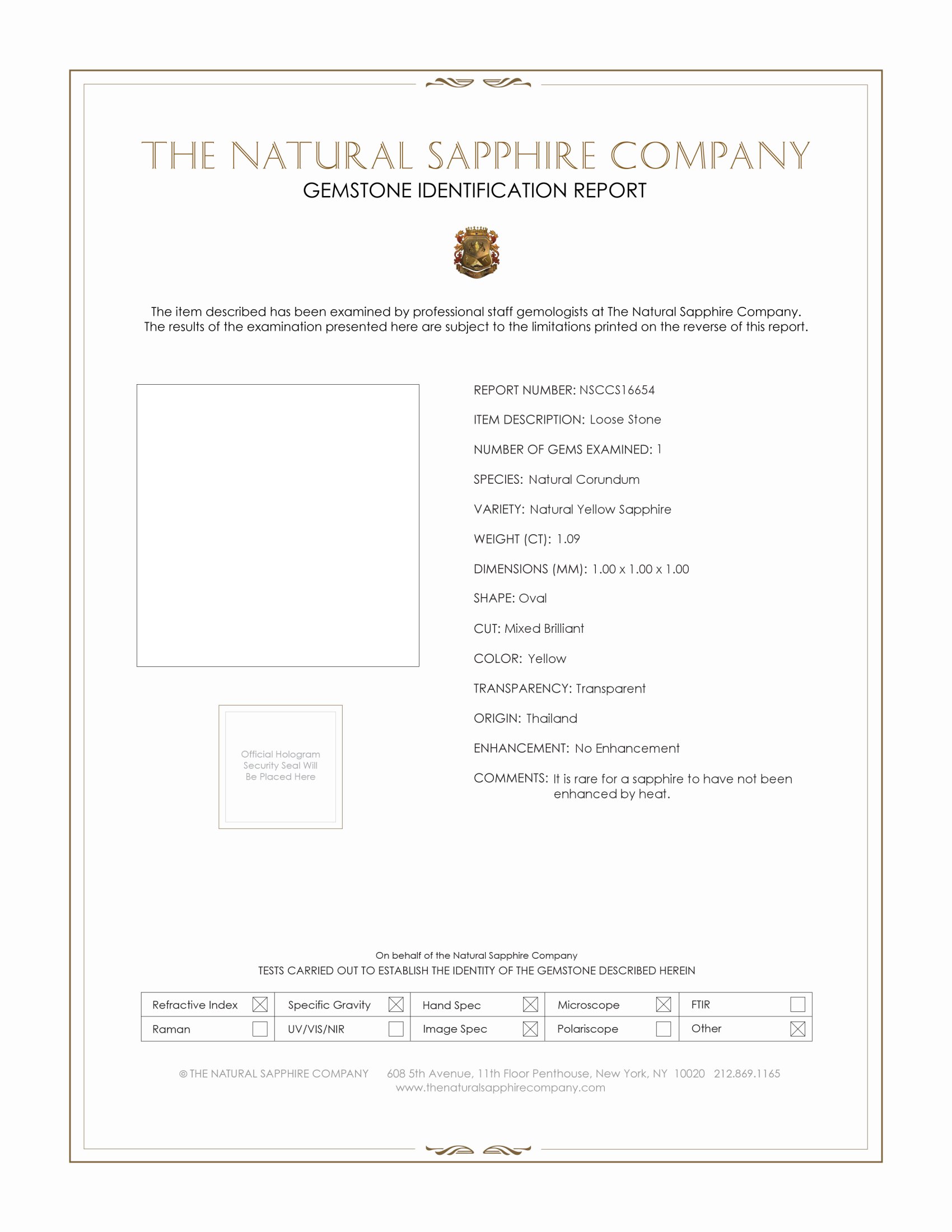 1.09 Ct. Yellow Sapphire from Ceylon (Sri Lanka)