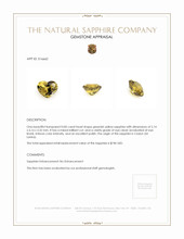 0.85 Ct. Greenish Yellow Sapphire from Ceylon (Sri Lanka) Appraisal