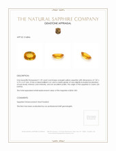 1.39 Ct. Orangish Yellow Sapphire from Ceylon (Sri Lanka) Appraisal
