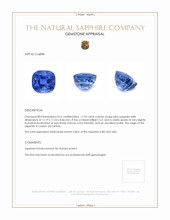 11.92 Ct. Blue Sapphire from Ceylon (Sri Lanka) Appraisal