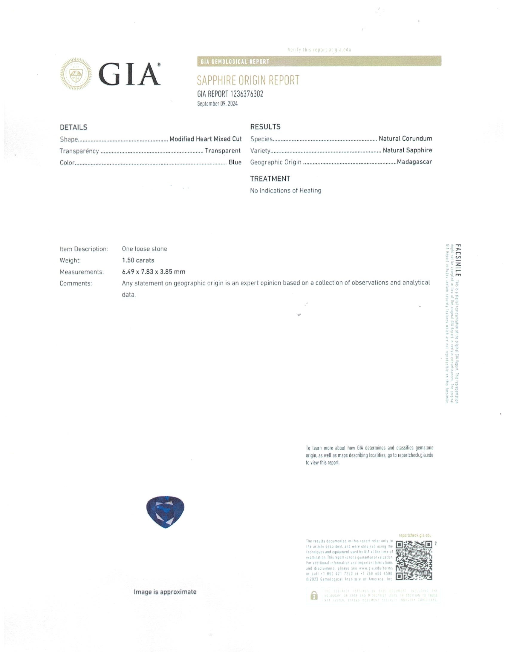 1.50 Ct. Blue Sapphire from Madagascar