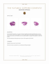 1.16 Ct. Purplish Pink Sapphire from Ceylon (Sri Lanka) Appraisal