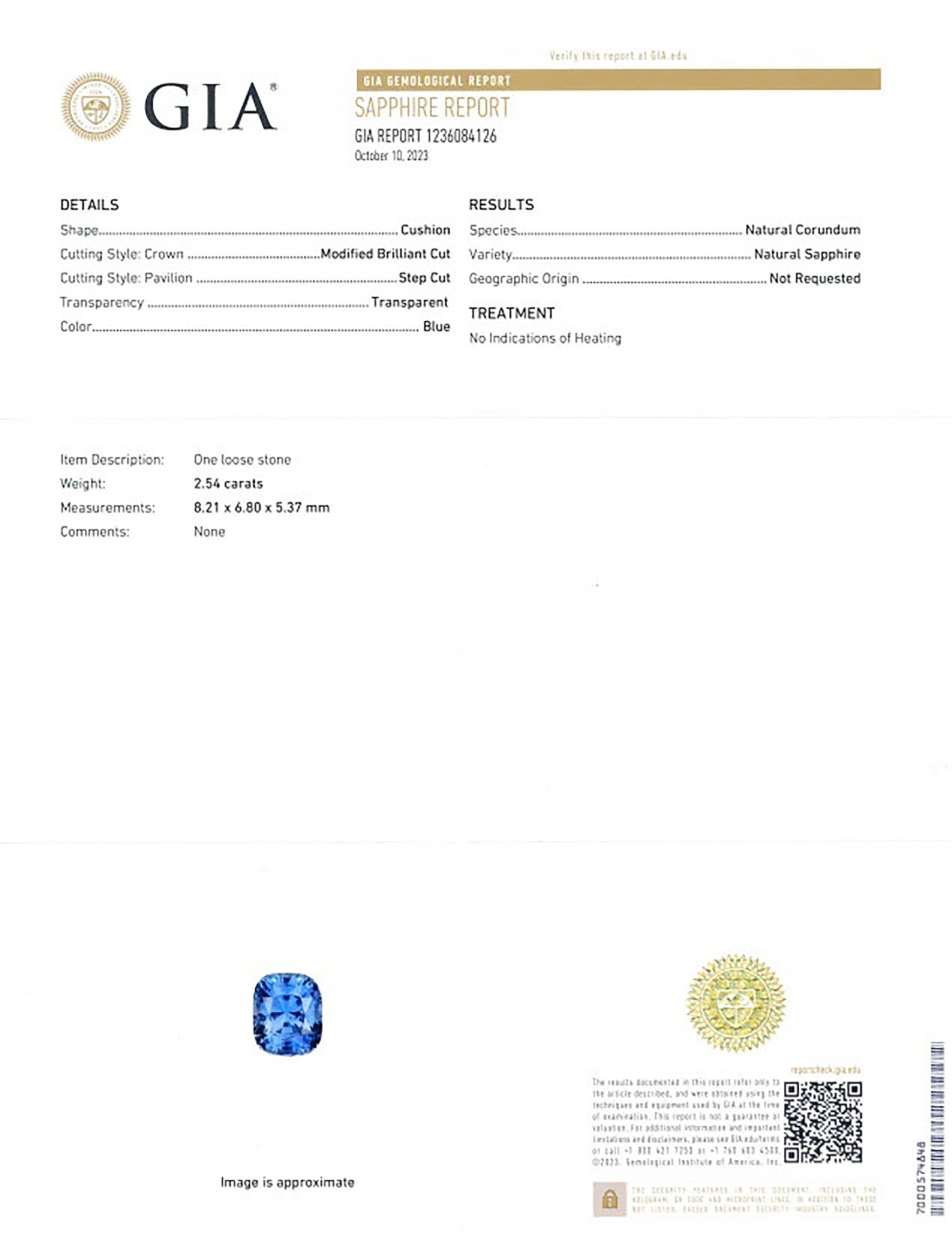 2.54 Ct. Blue Sapphire from Ceylon (Sri Lanka)