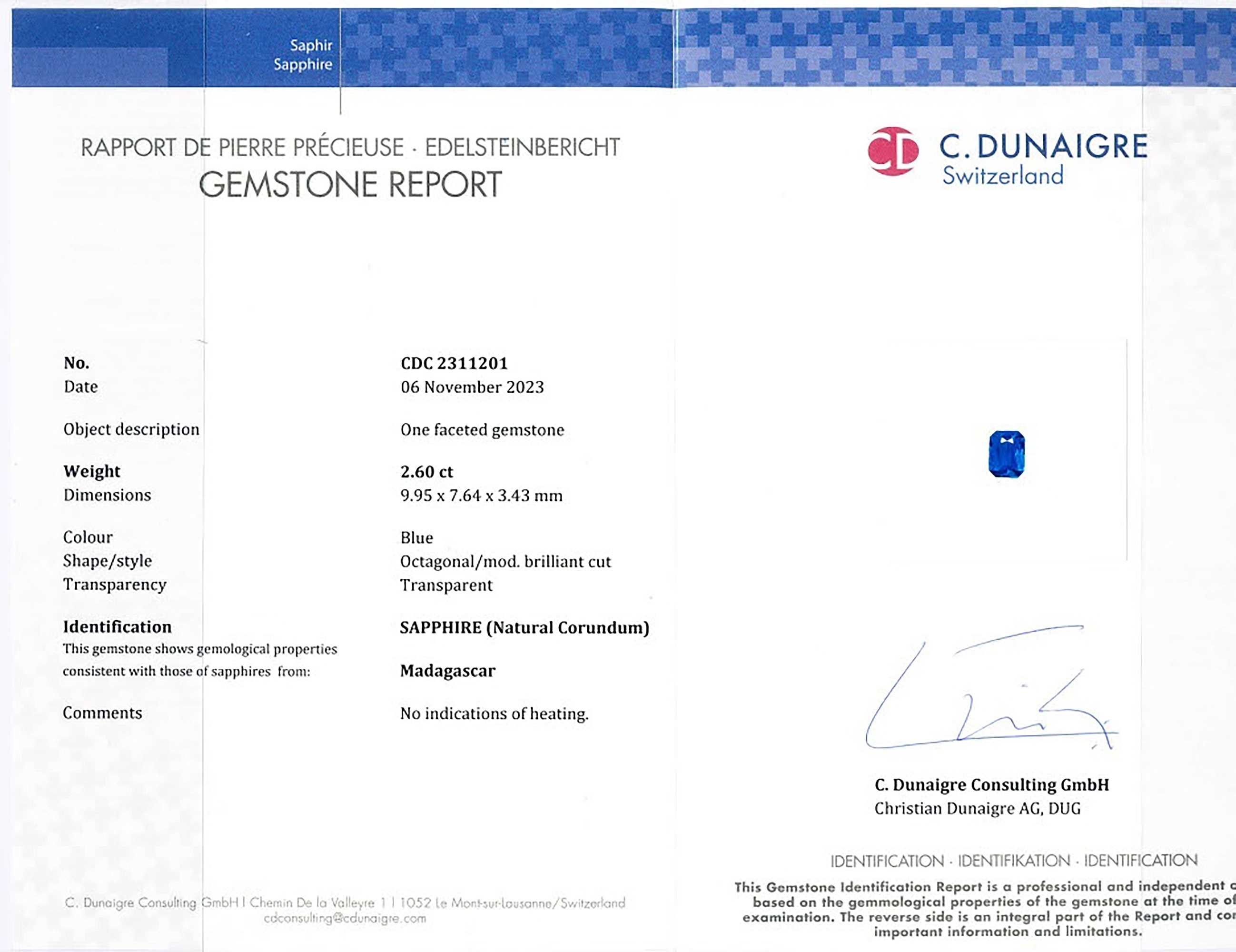 2.60 Ct. Blue Sapphire from Madagascar