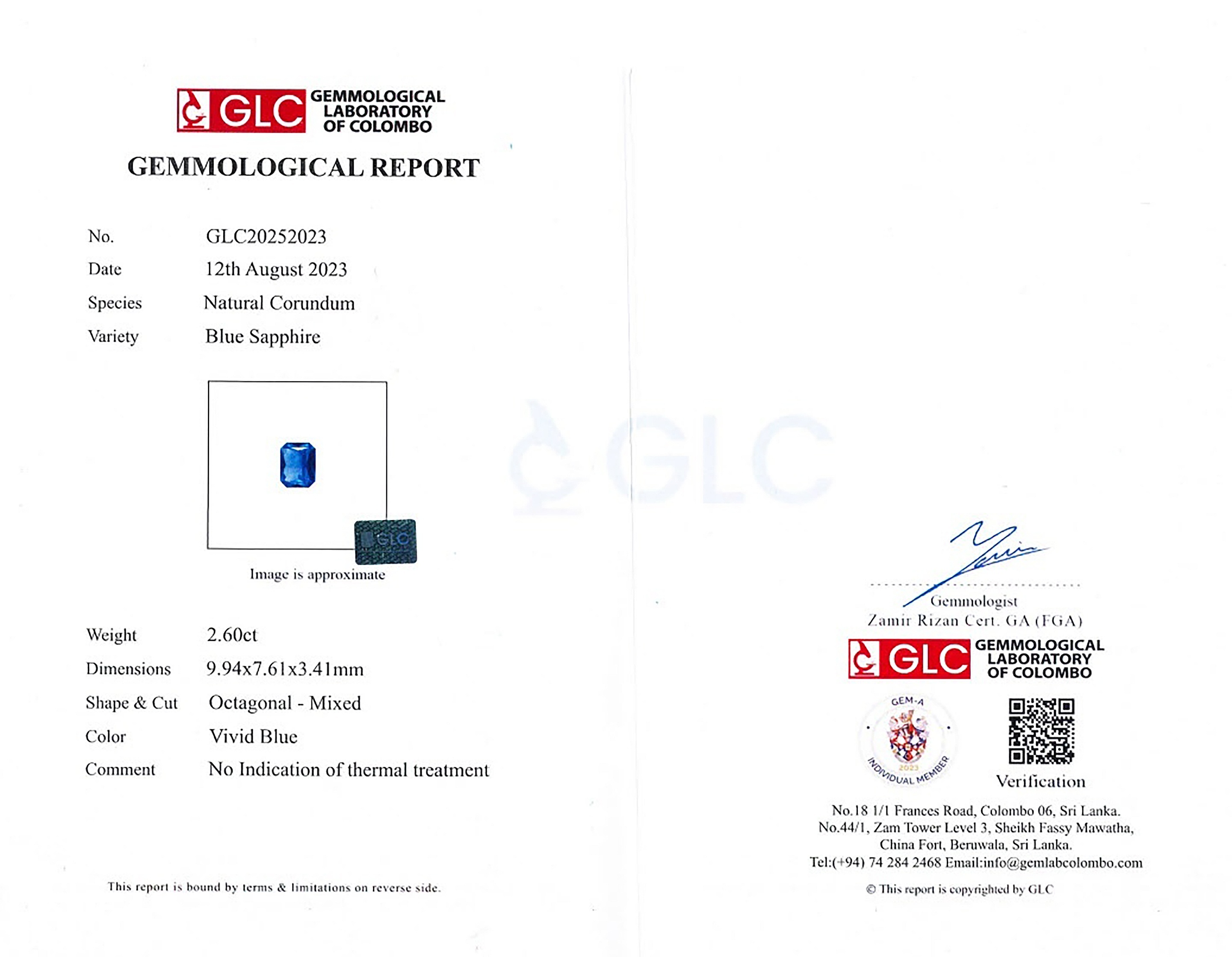 2.60 Ct. Blue Sapphire from Madagascar