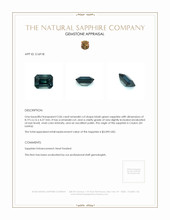 2.06 Ct. Bluish Green Sapphire from Ceylon (Sri Lanka) Appraisal