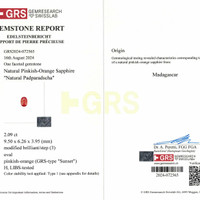 2.09 Ct. Padparadscha Sapphire from Madagascar Scan Report