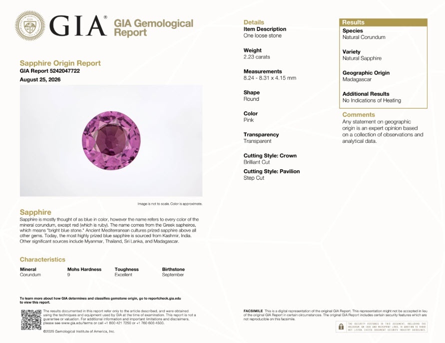 2.23 Ct. Pink Sapphire from Madagascar