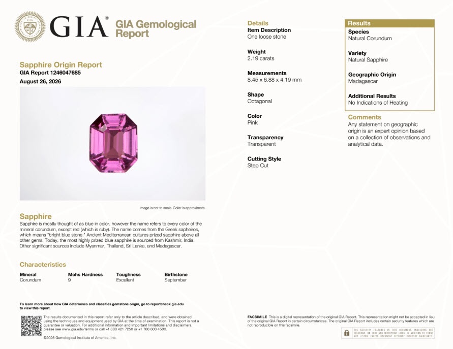 2.19 Ct. Pink Sapphire from Madagascar