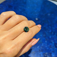 3.08 Ct. Greenish Blue Sapphire from Madagascar Life Style