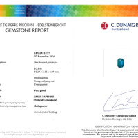 3.25 Ct. Bluish Green Sapphire from Madagascar Scan Report