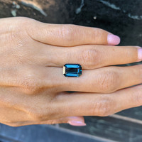 4.83 Ct. Greenish Blue Sapphire from Madagascar Life Style