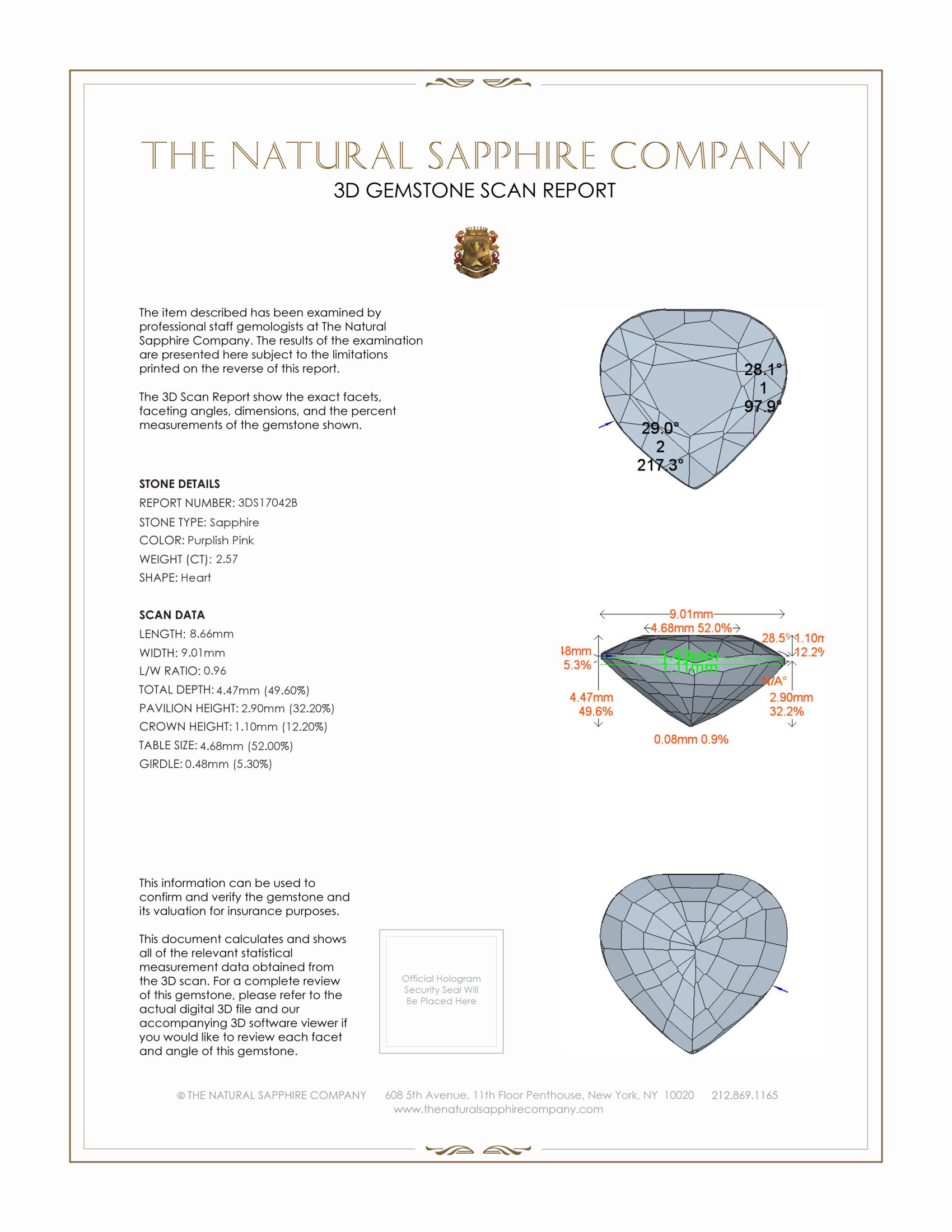 2.57 Ct. Purplish Pink Sapphire from Ceylon (Sri Lanka)