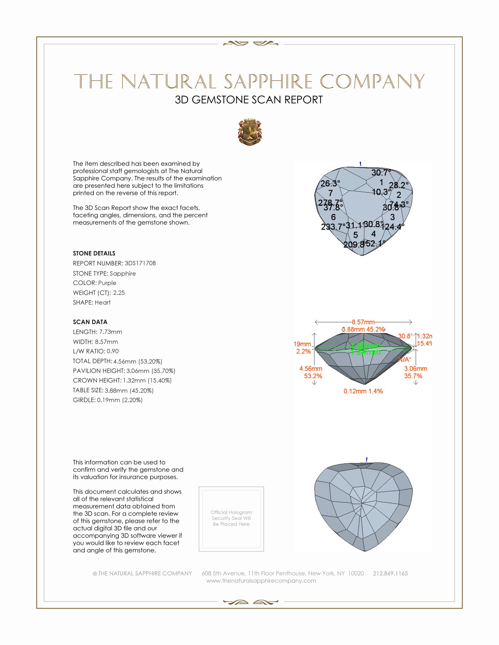 2.25 Ct. Purple Sapphire from Ceylon (Sri Lanka)