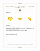 1.32 Ct. Orangish Yellow Sapphire from Ceylon (Sri Lanka) Appraisal